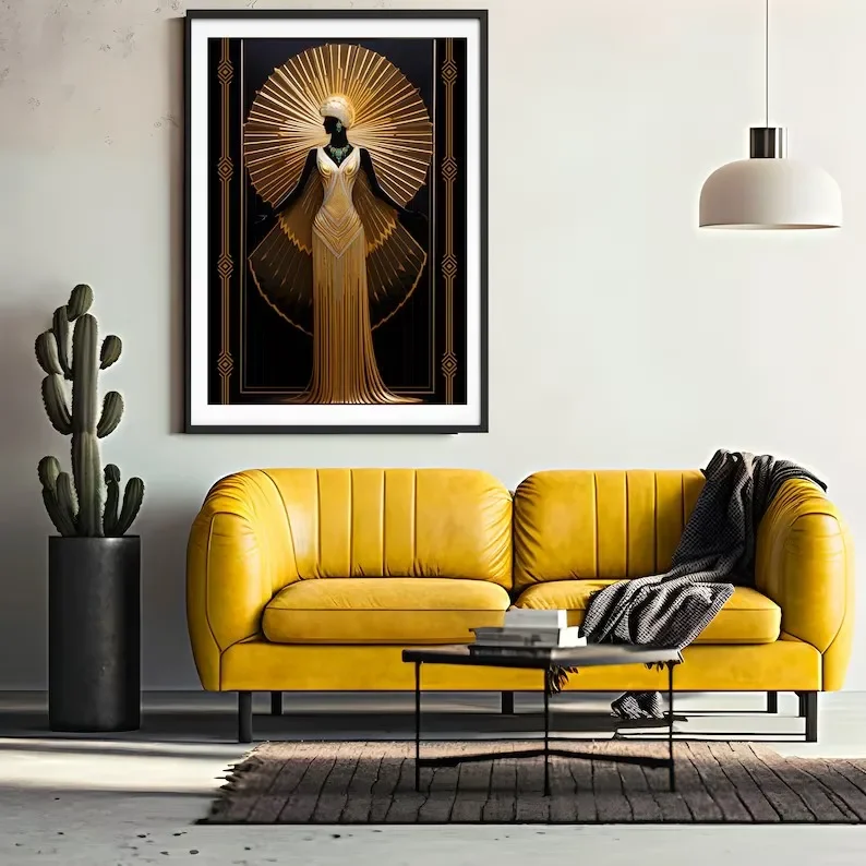 Retro Abstract Art Deco Style Great Gatsby Daisy Woman 1920s Poster Wall Pictures Canvas Painting Vintage Home Interior Decor