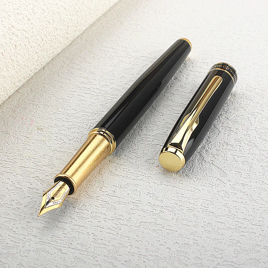 Hongdian Business Black Gold Office Signature Calligraphy Practice High Grade Gift Metal Fountain Pen