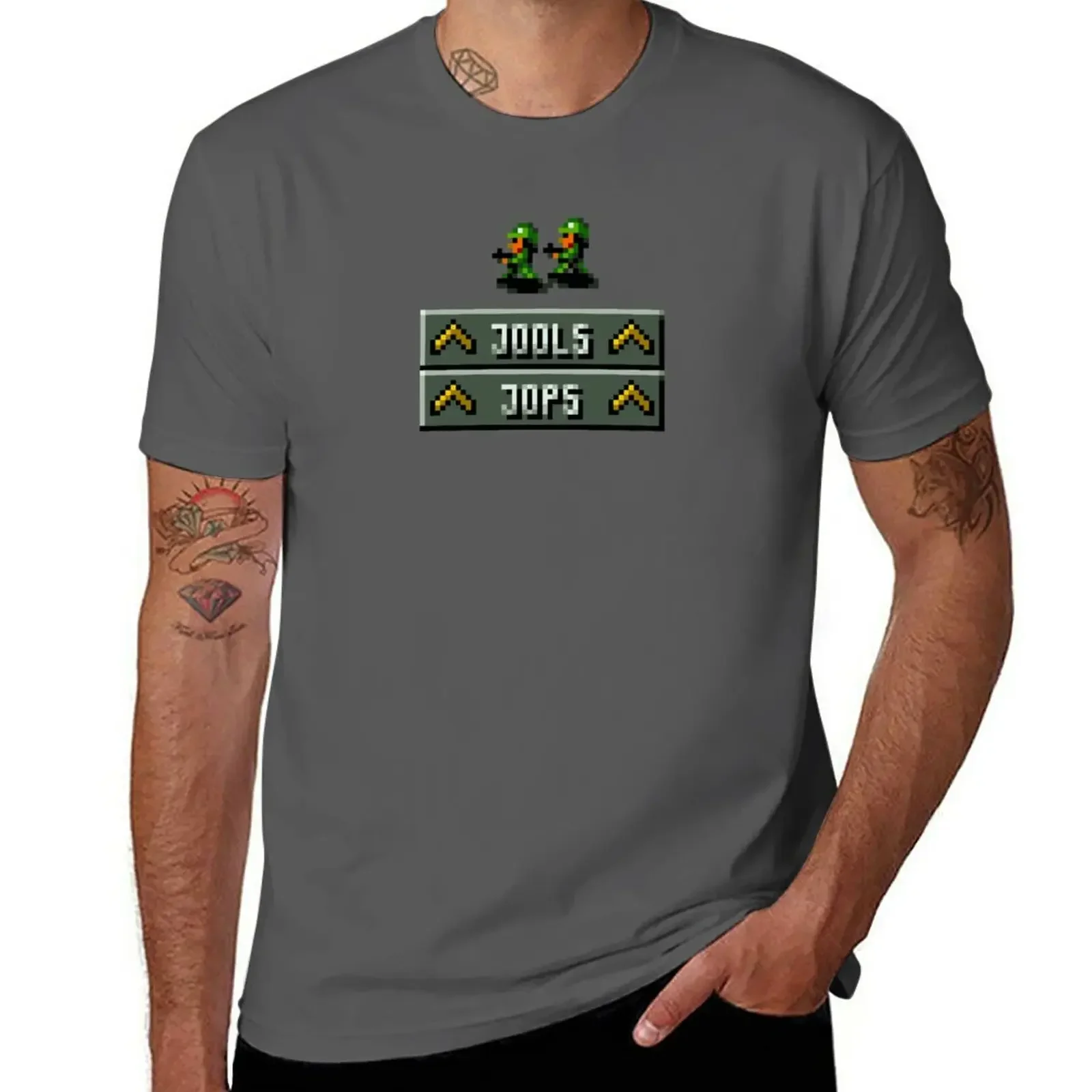 Camiseta de Cannon Fodder Hero's Jools and Jops para hombre, camisa de gran tamaño, Retro, DOS artículos para fanáticos del juego, tops bonitos