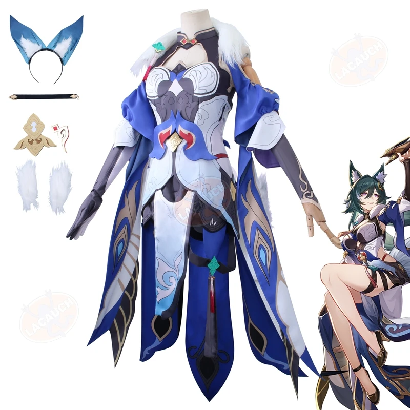 Jogo honkai star rail yukong cosplay traje peruca vestidos orelhas cauda luvas bandana uniforme xianzhou luofu roupa de festa de halloween