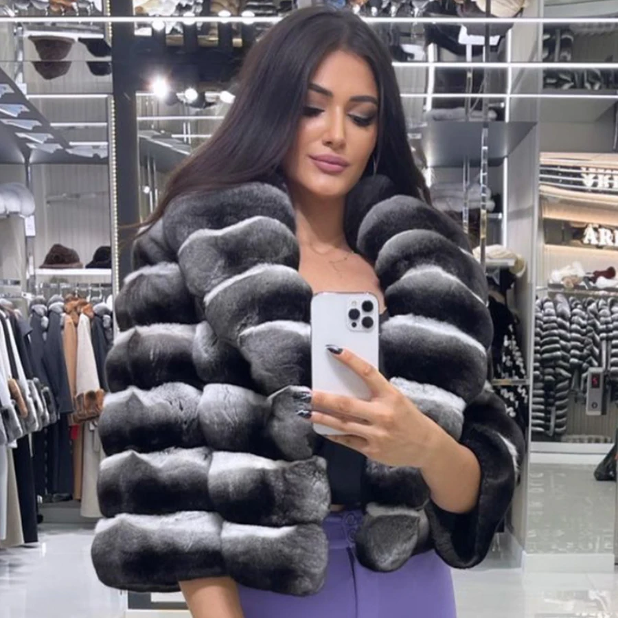 Winter Fur Coat Women Real Fur Coat Female Luxury Natural Rabbit Fur Coat Best Selling High Quality