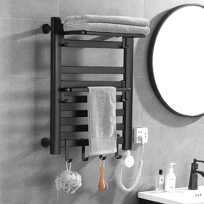 رف تجفيف الحمام، ماكينة منشفة فولاذية ساخنة، تطبيق رمادي، تحكم ذكي، رف منشفة من الألومنيوم للحمام