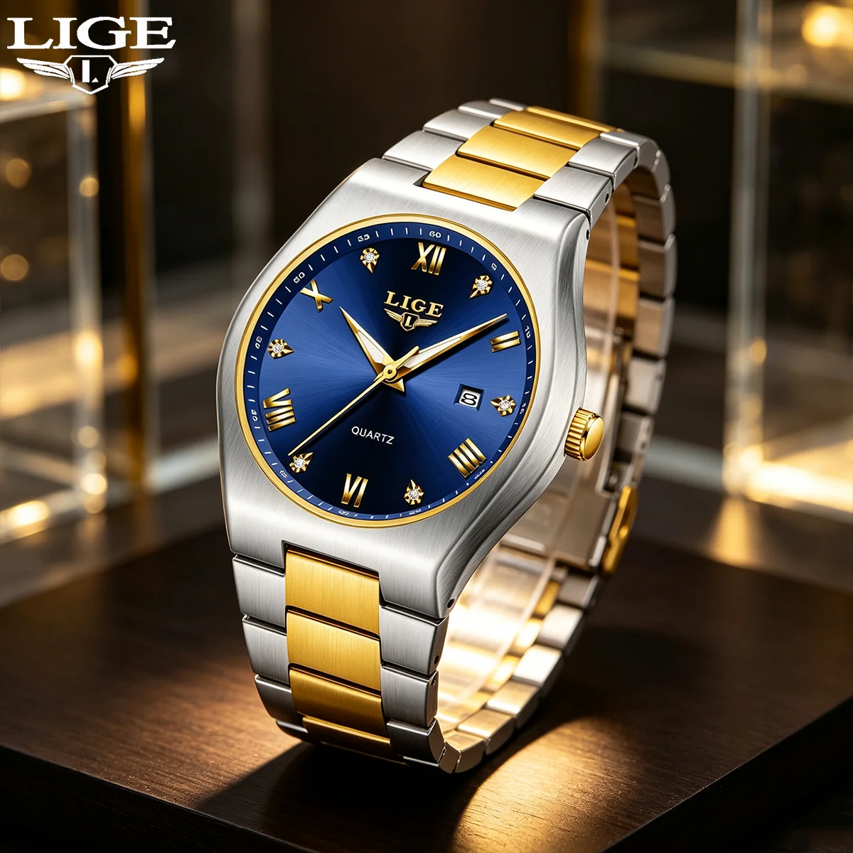 LIGE New Luxury Quartz Man Wristwatch Fashion Men Watches Waterproof Luminous Date Week Stainless Steel Men's Watch Reloj Hombre
