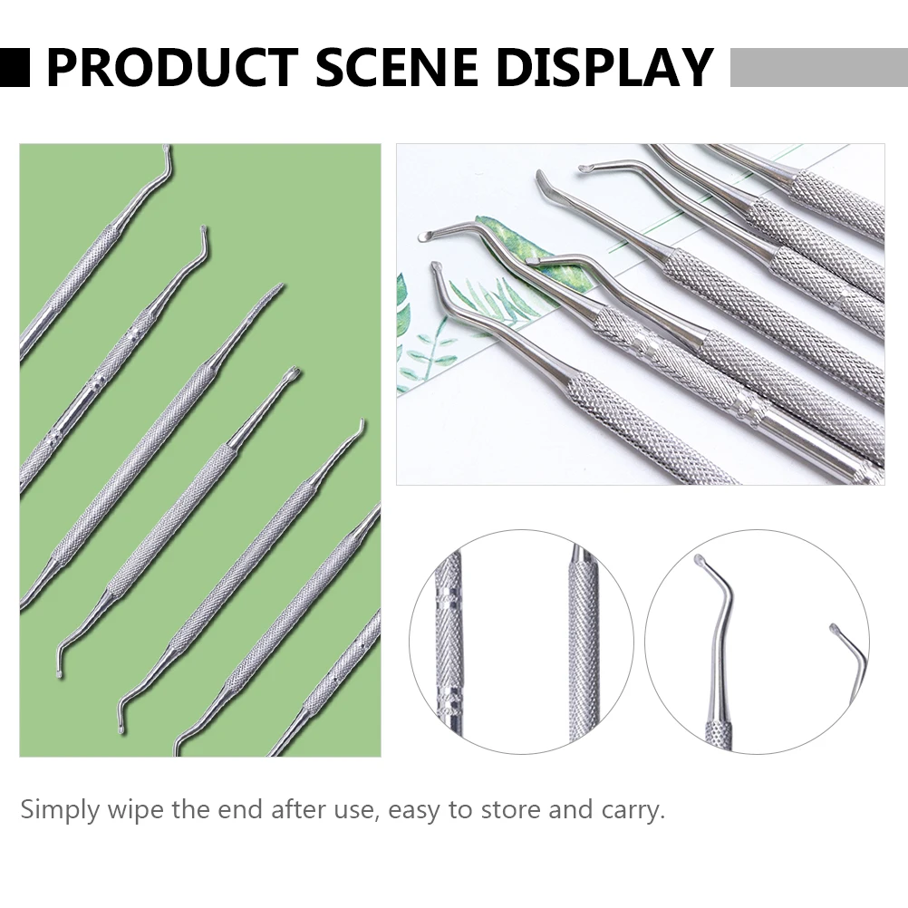 1Set Stainless Steel Manicure Tools Non-Slip Ergonomic Rounded Handles Cuticle Pusher Nail Polish Remover Portable Travel Nail