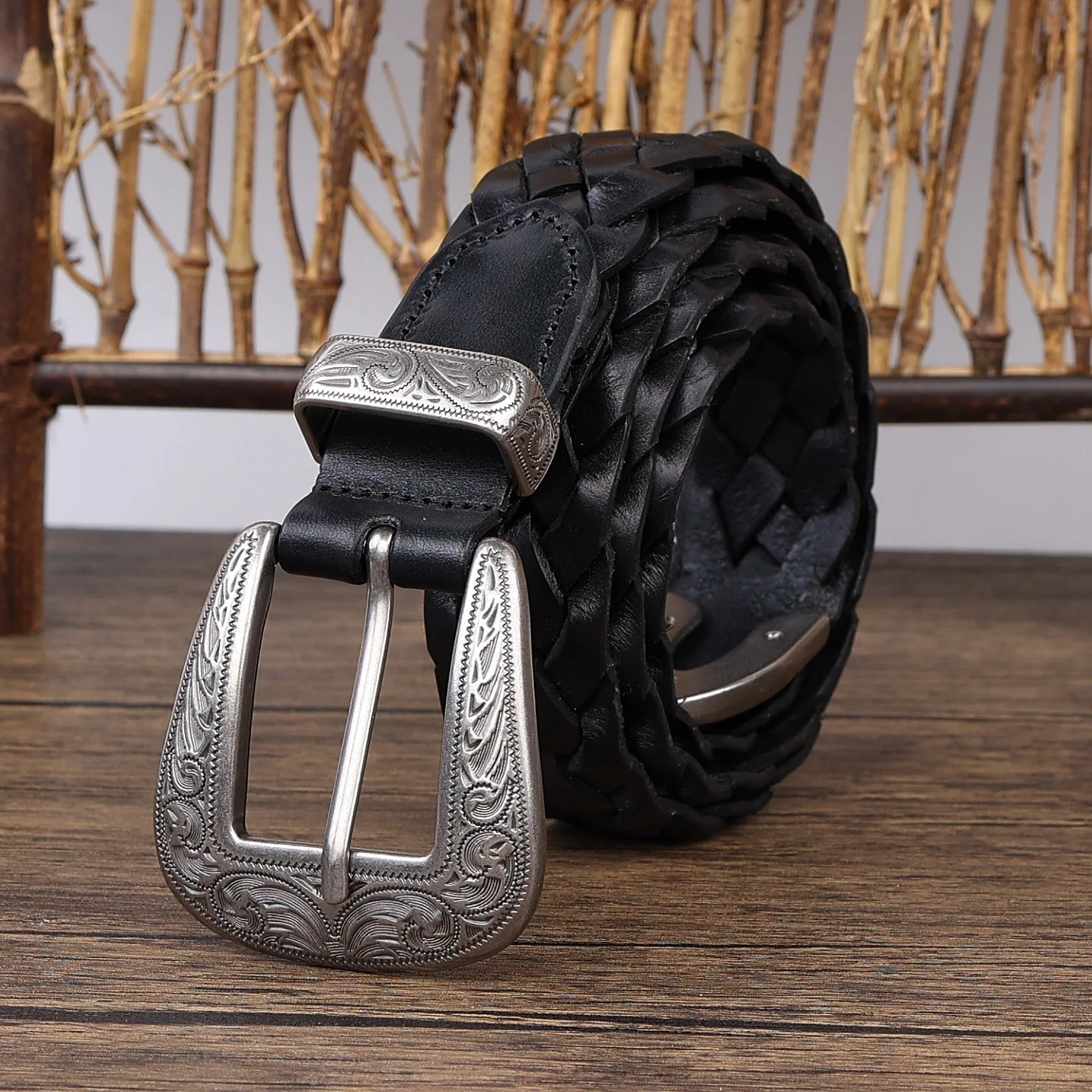 New retro niche woven belt for women and men casual and versatile, simple style to match jeans