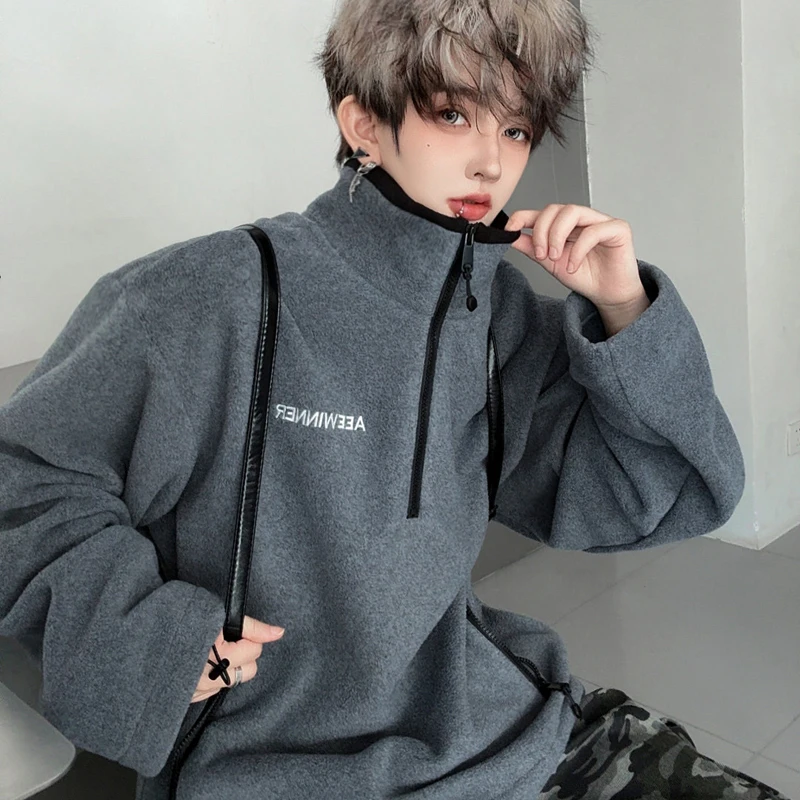 

Мужская толстовка-куртка на молнии в стиле ретро, модная, в американском стиле, повседневная, свободного кроя, с длинными рукавами, дышащая