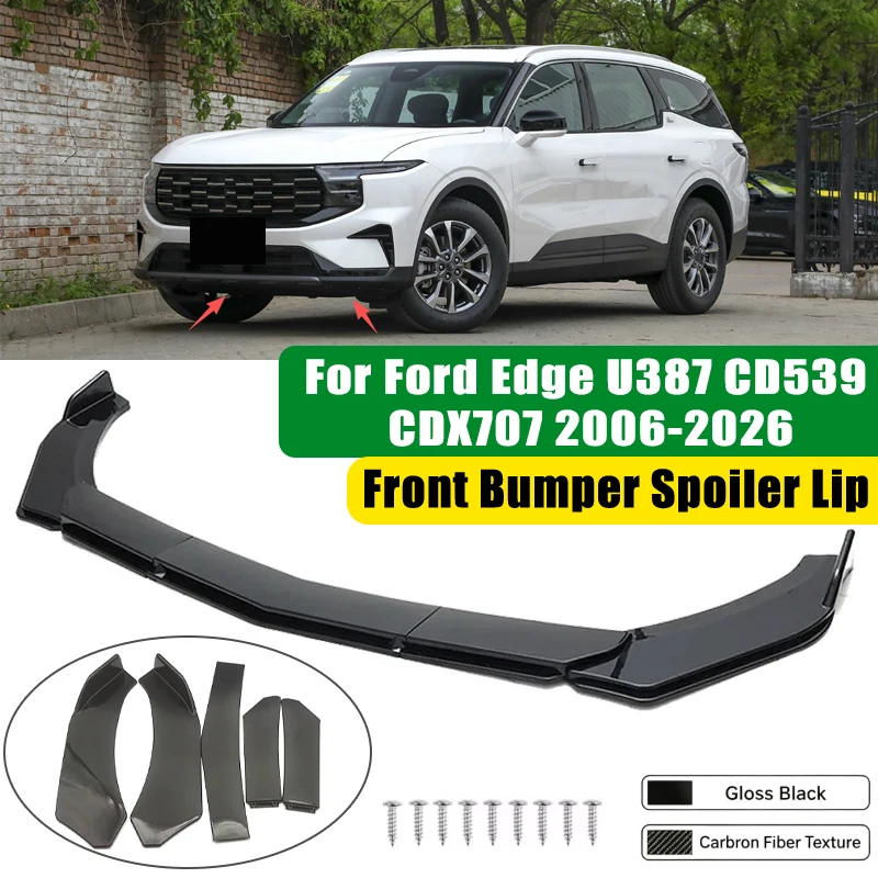 For Ford Edge U387 CD539 CDX707 2006-2026 5Pcs ABS Car Front Bumper Lip Spoiler Splitter Body Kit Canard Tuning Accessories