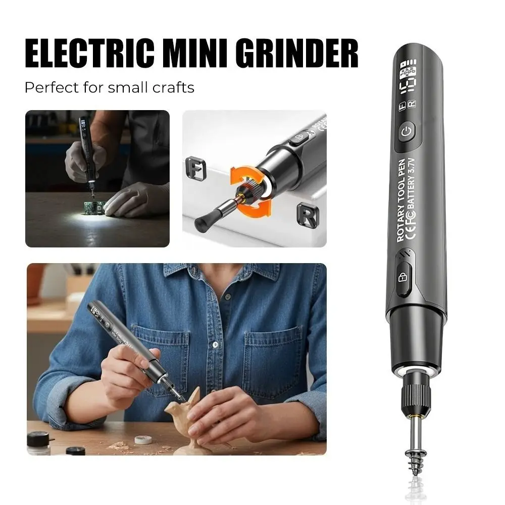 

Wireless Digital Electric Mini Drill Digital with LED Light Electric Grinder Adjustable Speed Handheld Cordless Rotary Tool