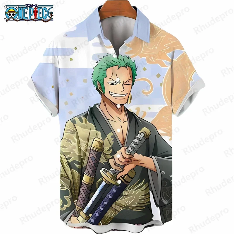 Summer Men's One Piece Hawaiian Shirt Tropical Beach Scene Print Short Sleeve Loose Casual Anime Kids Clothes Shirt Tops