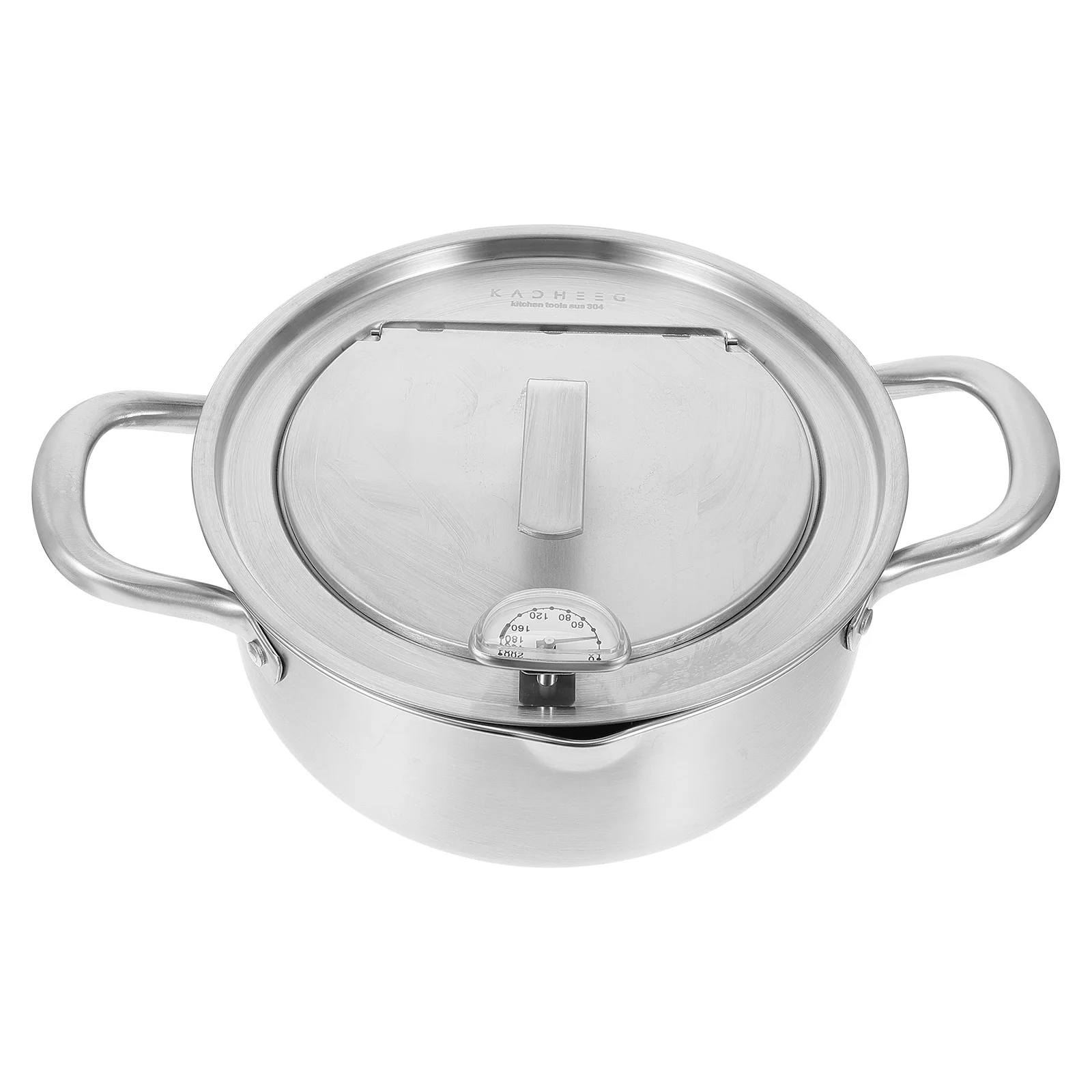 1Pcs Stainless Steel Frying Pot with Thermometer Deep Fryer Pan for Kitchen Use Controllable Temperature Oil Cooking Nonstick