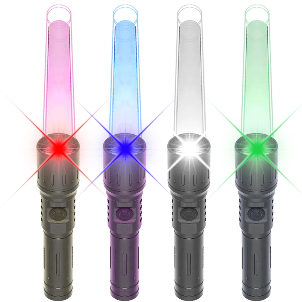 Zoom 4-Colour light White/Red/Green/Blue LED Flashlight USB rechargeable Fishing Camping Hunting Photography Selfie Hiking Torch