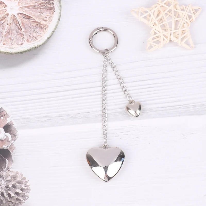 Fashion Heart Shaped Keychain Backpacks Pendant Heart Charm DIY Beads Chain Keyrings Keys Holder Gift For Girls Woman