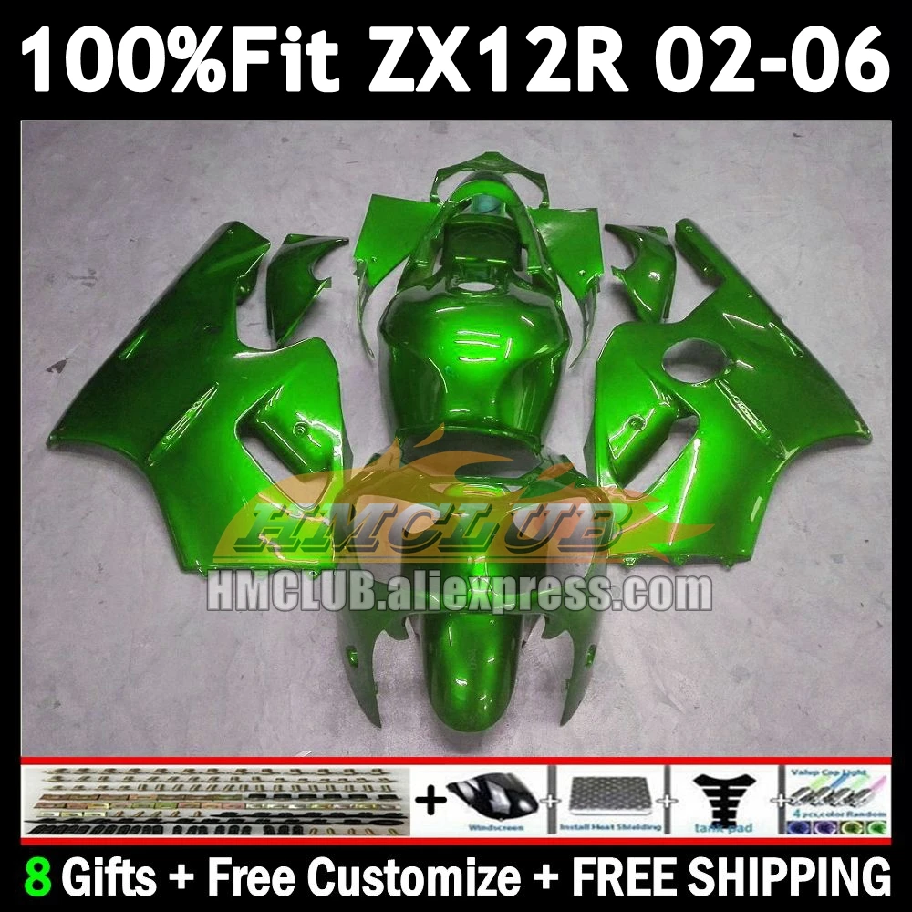 Injection For KAWASAKI NINJA ZX 12R all green 12 ZX-12R 2002 2003 2004 2005 2006 177No.57 1200CC ZX12R 02 03 04 05 06 Fairing