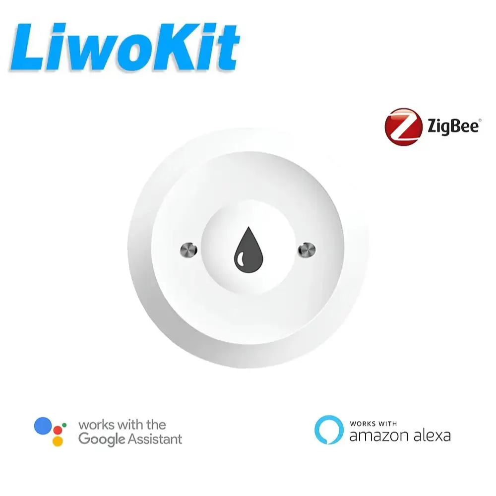 

LiwoKit Zigbee Smart Water Sensor Flood Leak Detector Remote Monitoring for Kitchen/Bathroom Support Home Assistant Zigbee2mqtt