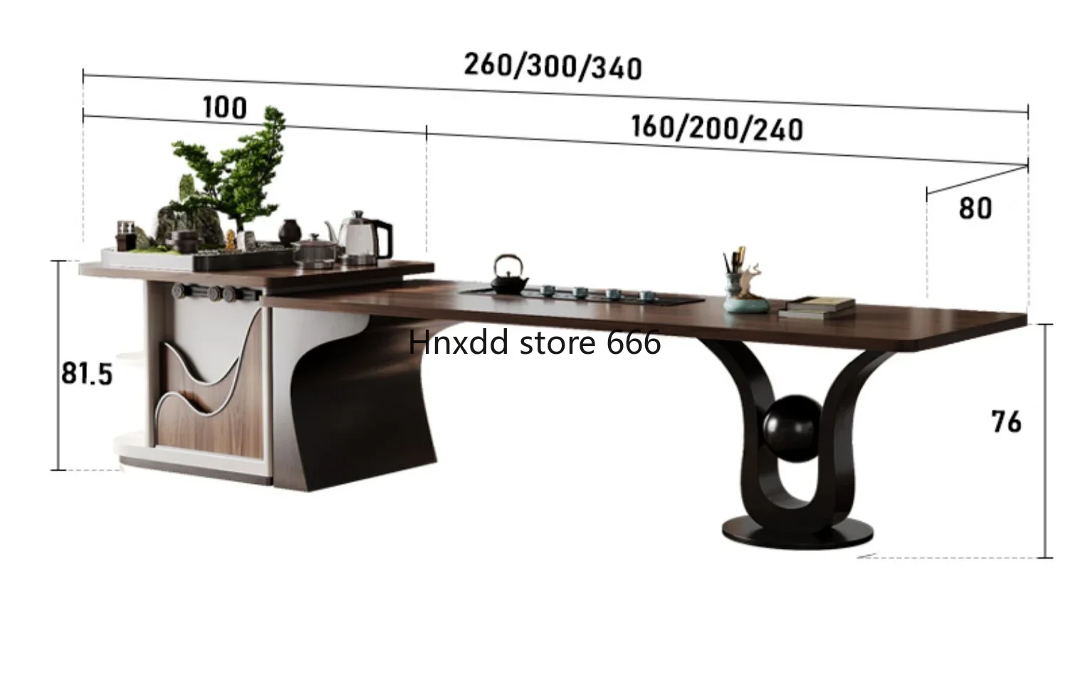 Light luxury high-end North American walnut tea table and chair combination