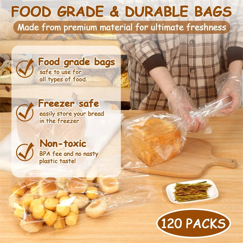 100pcs Plastic Bags Transparent Bag For Toast Bread Soft Frosted Food Packaging Baking Gift bags Wedding Party Decoration
