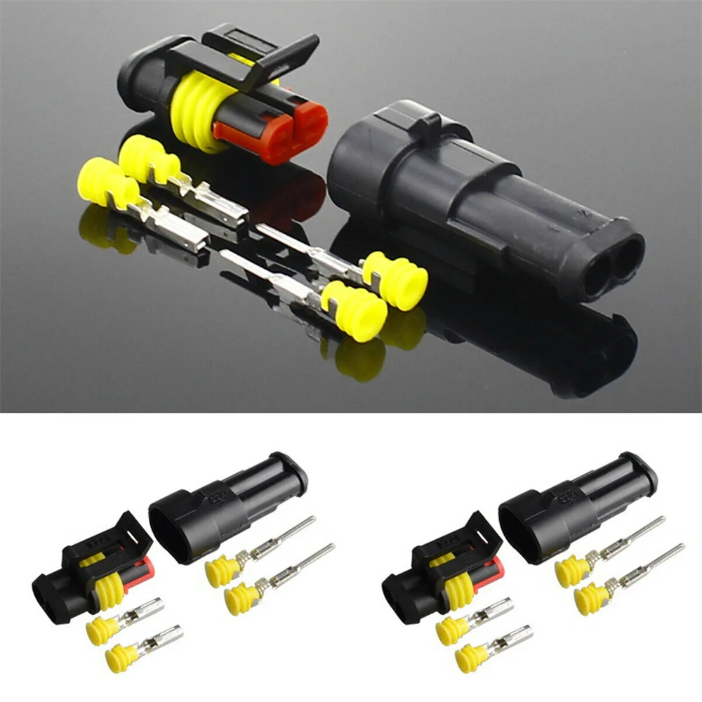 10 Kit 12V 2Pin Cable Wire Connector Plug Super Seal Waterproof Electrical Wire Connector Plug for Car Waterproof Connector