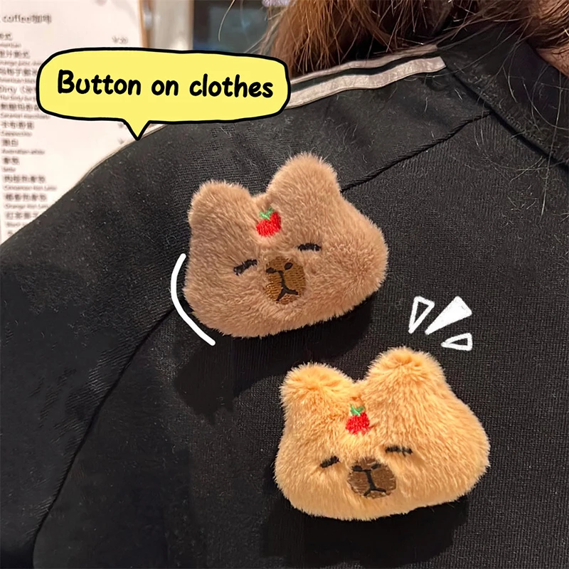 Schattige Cartoon Pluche Capibara Broche Voor Vrouwen Meisje Kleding Badge Reversspeldjes Rugzakken Hanger Decoratie Accessoires