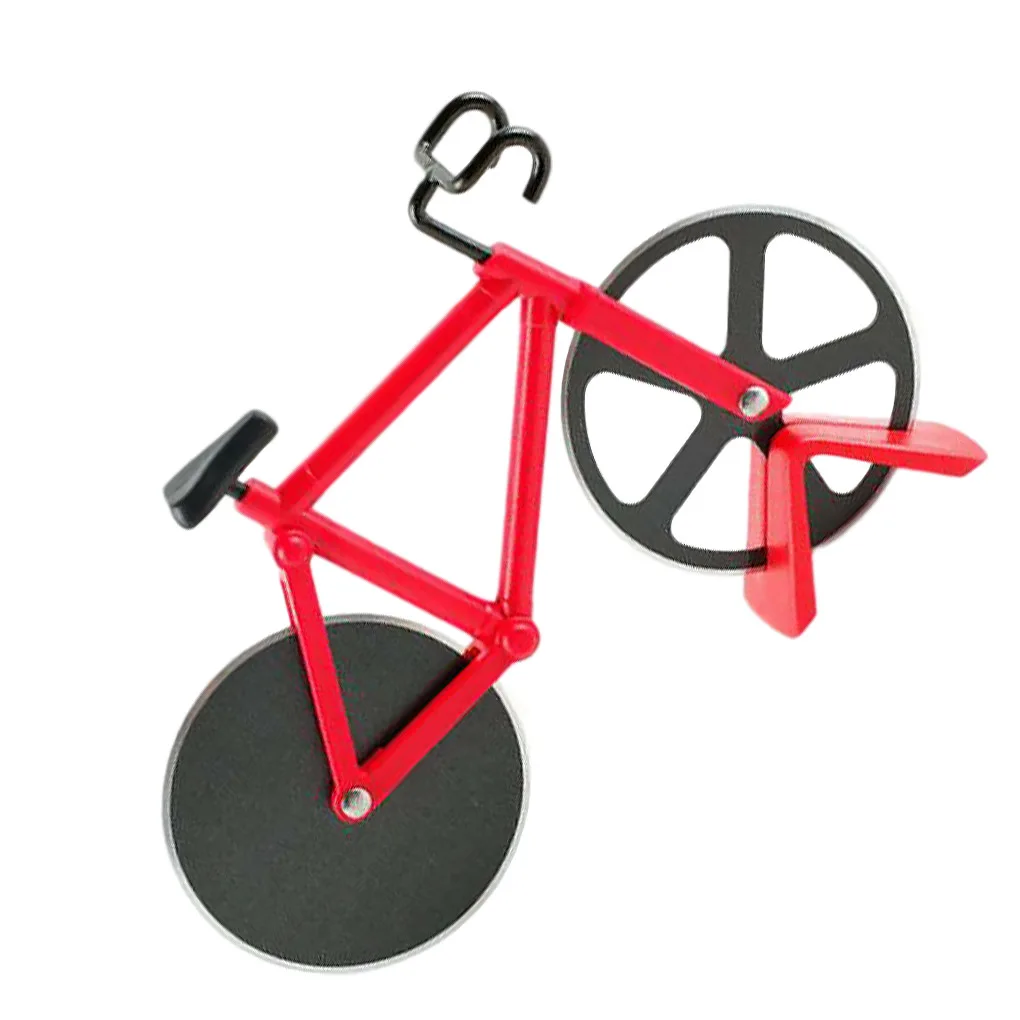 2/3/5 Bike Pizza Slicer Dual Slicing Wheel Bicycle Shape Pizza Stainless Steel Chopper with Stand, Yellow