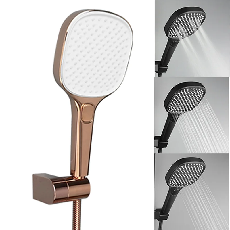 

Розовое золото, хромированный матовый черный набор для ручного душа из АБС-пластика с держателем и шлангом, настенный ручной смеситель для ванной комнаты