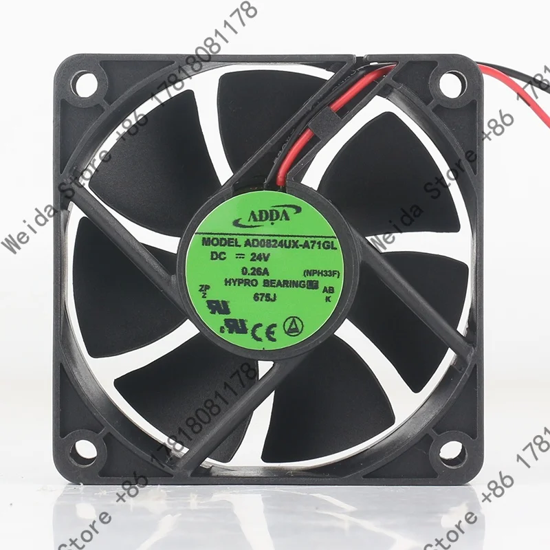 

ADDA 12V 48V DC 24V 0.26A AC EC 70X70X25MM 7CM 7025 Frequency converter Ball High air volume elevator AD0824UX-A71GL cooling fan