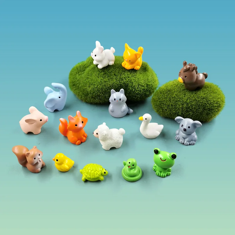 20Pcs Giraffe Goose Elephant Frog Fox Horse Koala Rabbit Mushroom House Figurine Miniature Fairy Garden Decoration Accessories