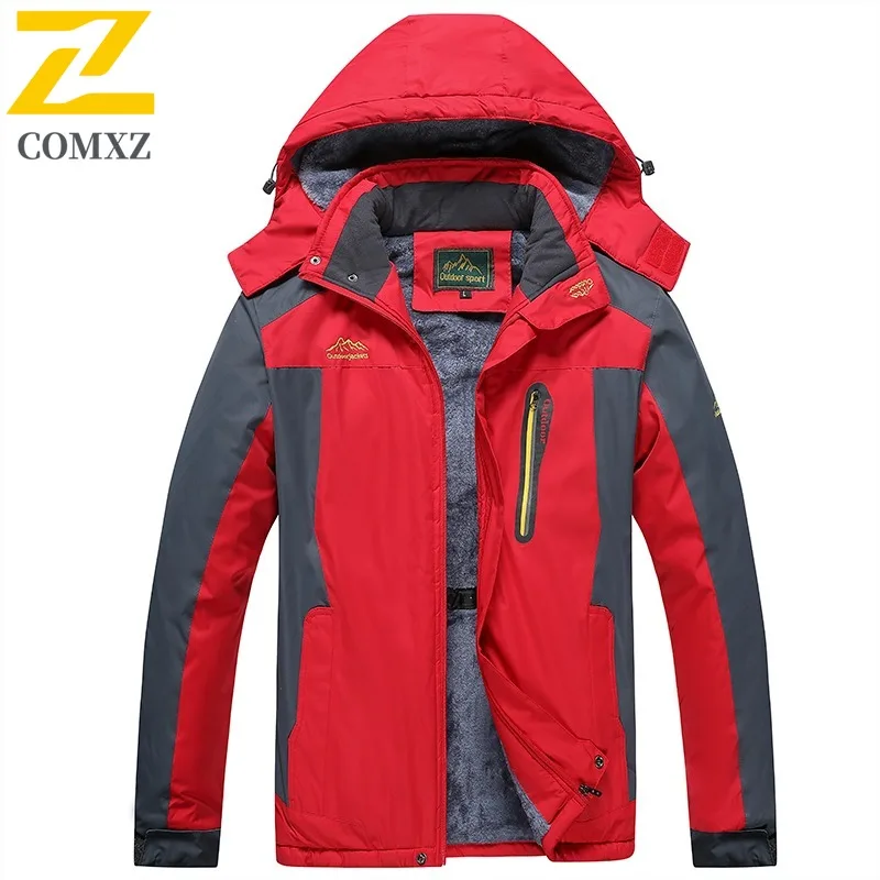 Men's Winter Thermal Jacket Fleece Lined Waterproof Windproof Mountaineering Parka Thickened Outdoor Coat with Graphene Heating