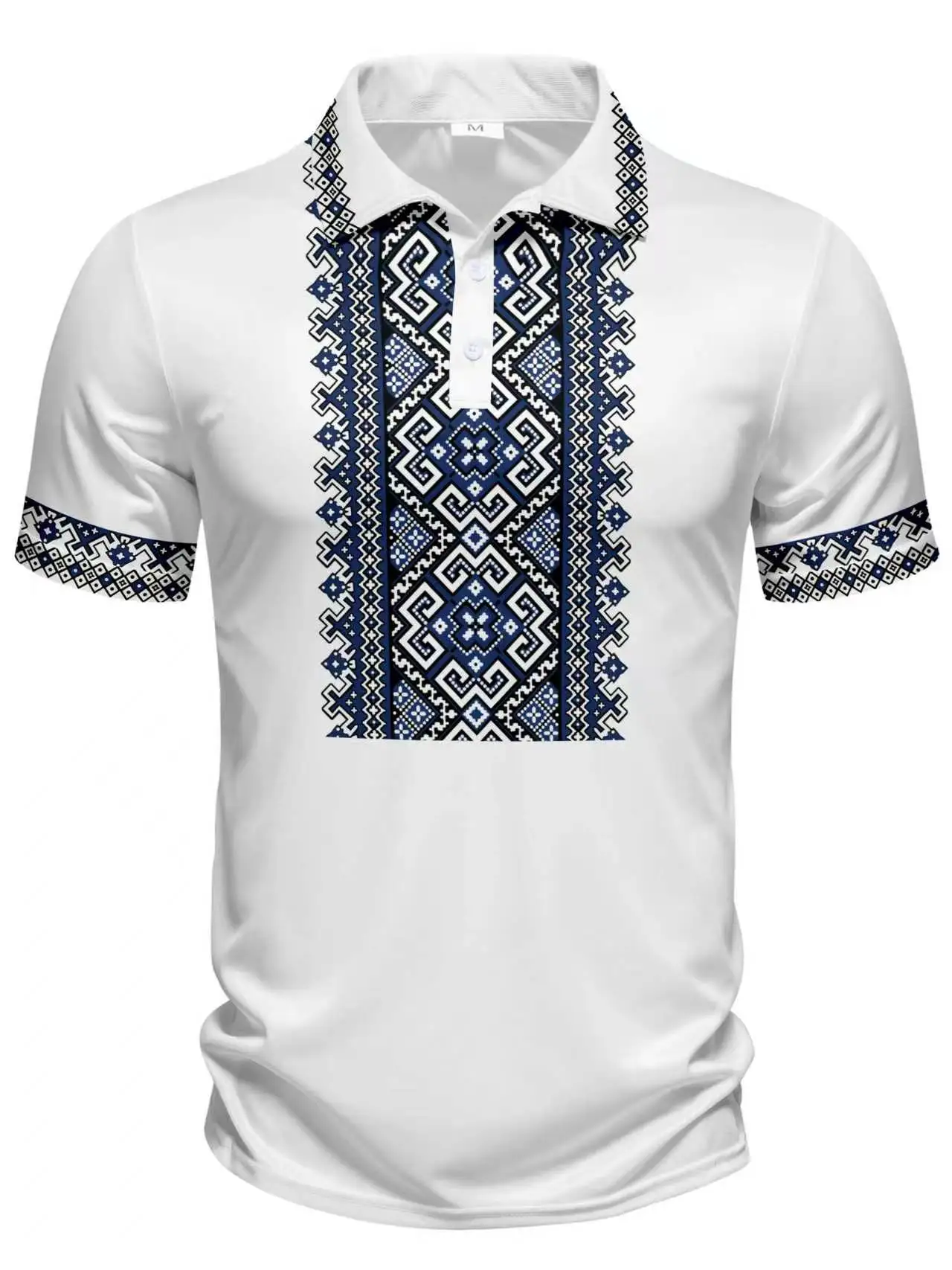 New men's short sleeved polo shirt with fashionable digital printing, casual sports polo shirt that can be machine washed