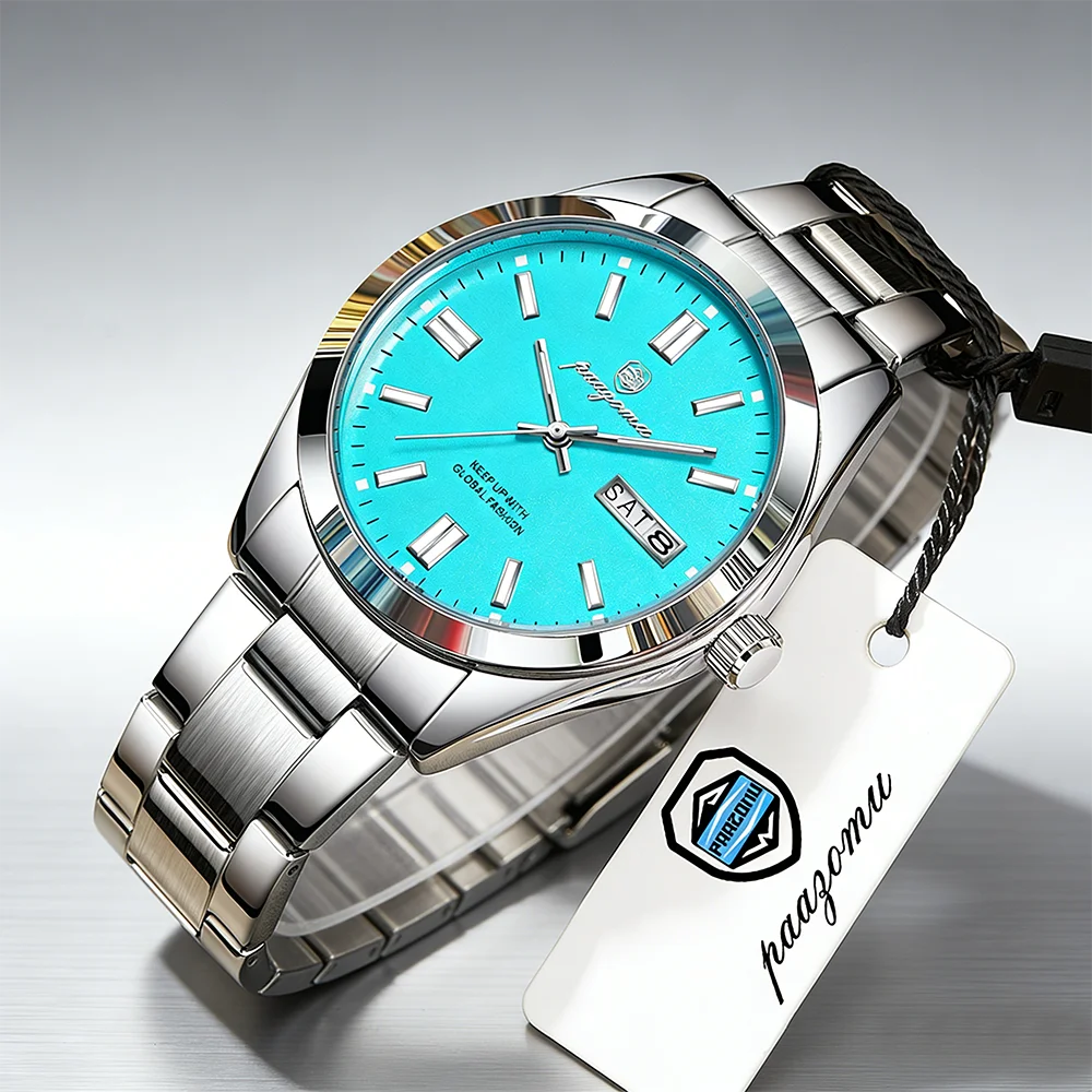 Reloj Automático de Lujo PAAZOMU 2026, 10 Bar Resistente al Agua, Acero Inoxidable, Reloj de Pulsera de Cuarzo para Hombre, Deportivo, de Buceo, Luminoso