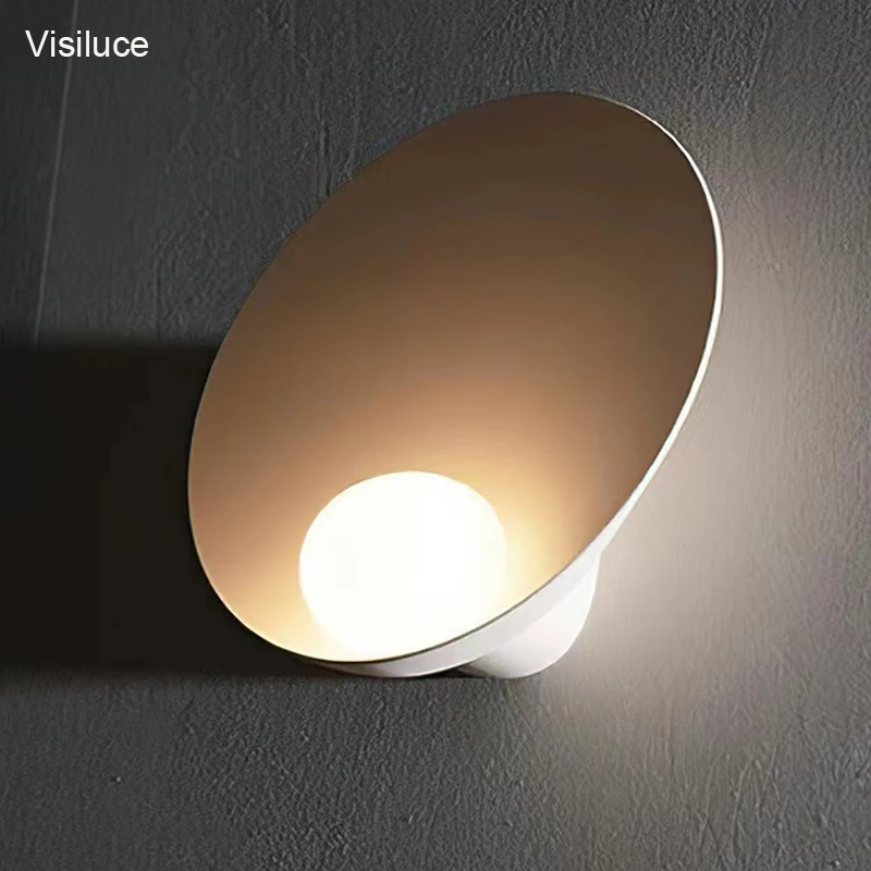 

Round Modern G4 LED Wall Lamp Nordic Resin Black White Glass Wall Lighting Fixtures Living Bedroom Aisle Home Decor Sconce