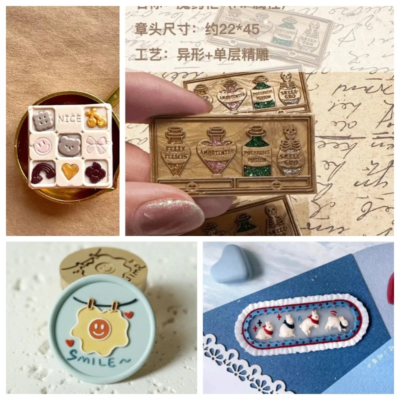 Fire Seal Seal Head Dog Lotus Relief 5d Chapter Head Multi-Layer Fine Carved Copper Seal Head Diy Invitation Envelope Diy Toys