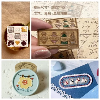 Fire seal seal head dog Lotus relief 5d section head multi-layer fine carving copper seal head Diy invitation envelope Diy toys