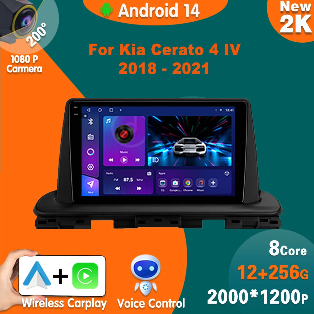 

Android14 Car Radio For Kia Cerato 4 IV 2018 - 2021 Carplay Multimedia Audio Video Player GPS navigation 4G WIFI 5G Head Unit