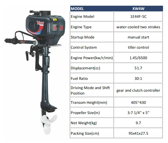 Boat Motor 2HP Hot Sale AIQIDI Water-cooled 2-Stroke Manual Starter Gasoline Outboard Engine