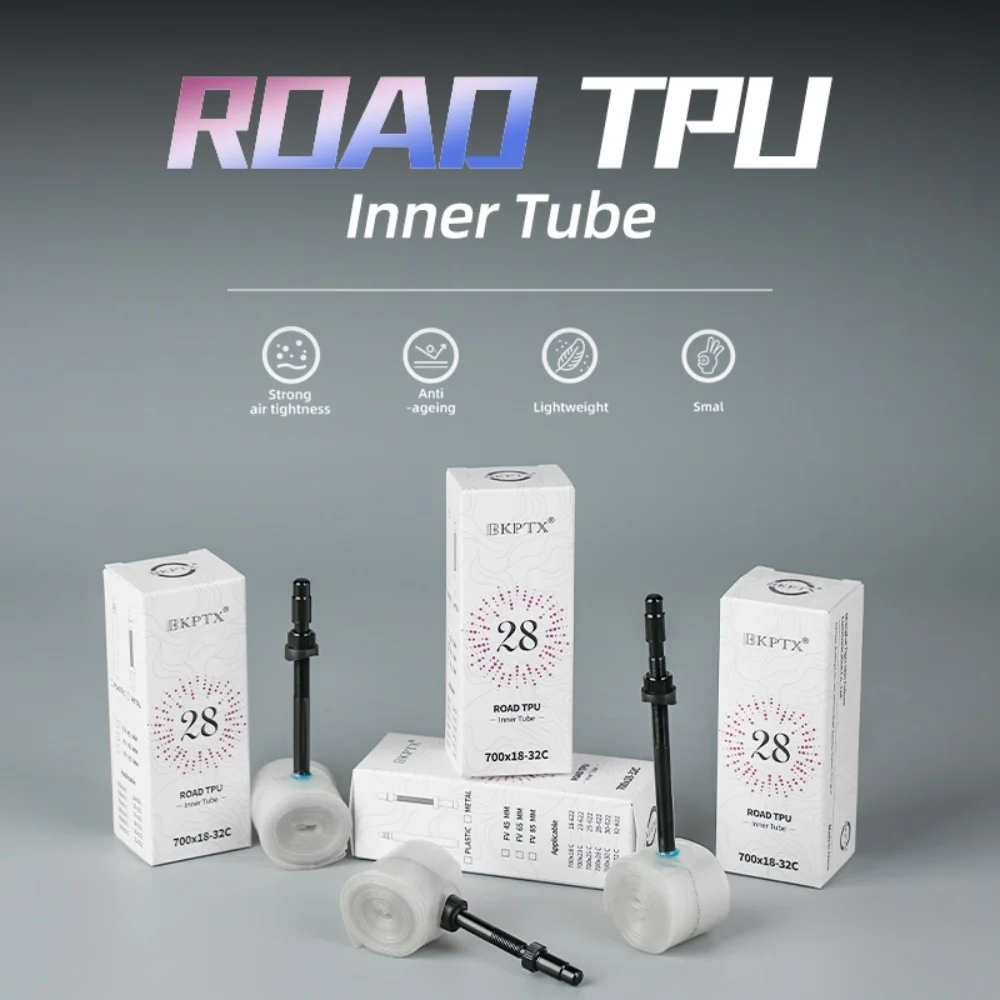 BKPTX 1Pcs 28g Metal/Plast Ultralight Bike TPU Inner Tube 700X18 25 28 32 Road Bicycle TPU Material Tire Length French Valve