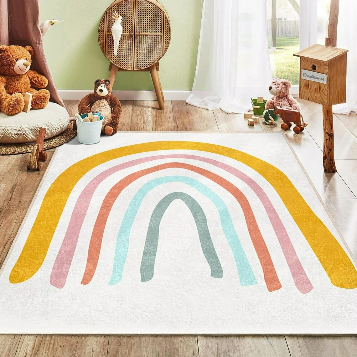 Rainbow Nursery Rug Colorful K - Kids Outdoor Play Area recension och pris