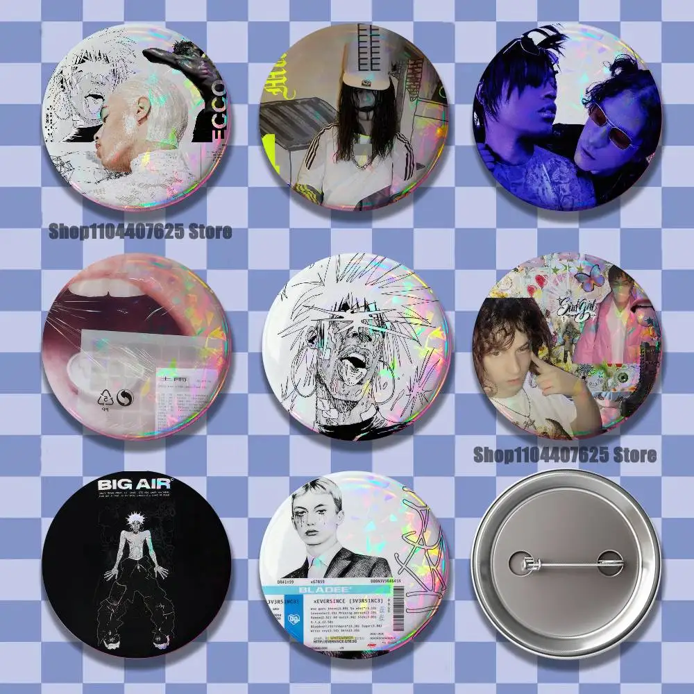 

Drain G-Gang Ecco2k Laser reflective round badges pins bag clothing decorations collectibles gifts for friends