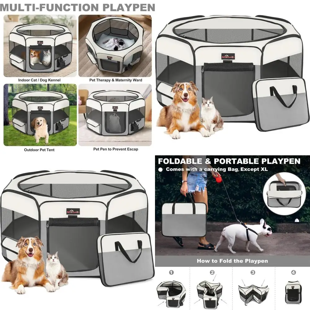 

Foldable Pet Playpen with Carrying Bag for Cats, Puppies, Rabbits, Chickens - Durable Portable Enclosure for Travel, Camping, In
