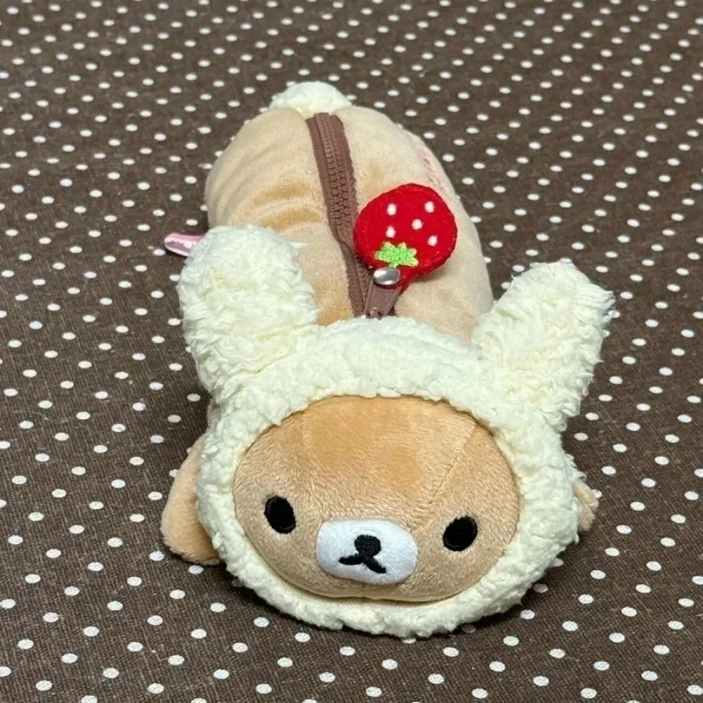Estuche de Lápices de Felpa con Cremallera Rilakkuma Korilakkuma Bee Cross-Dressing, de Una Sola Capa, Gran Capacidad, para Guardar Brochas de Maquillaje, Regalo para Estudiantes