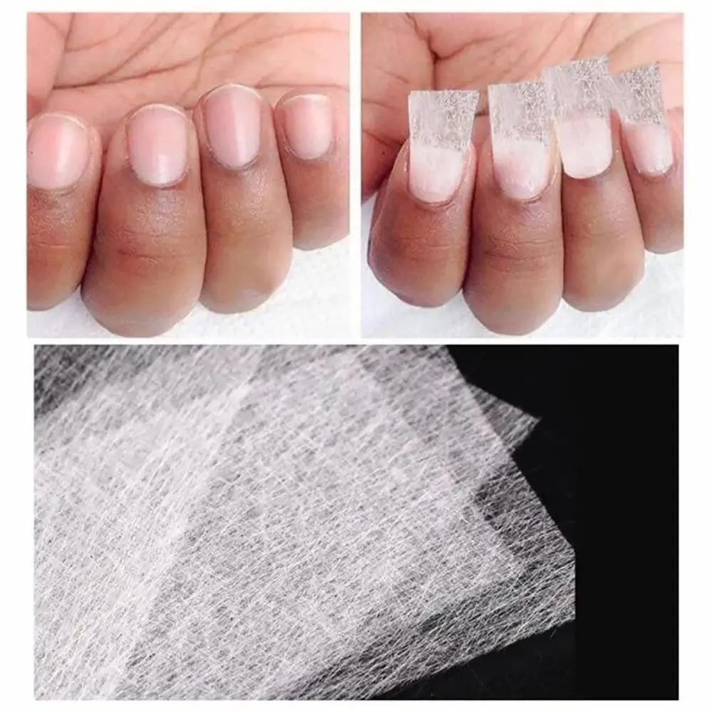 50Pcs Durable Non-woven Silk Fiberglass Nail Extension UV Gel French Manicure Build Form Wrap Acrylic 8x4cm Glass Fiber Paper