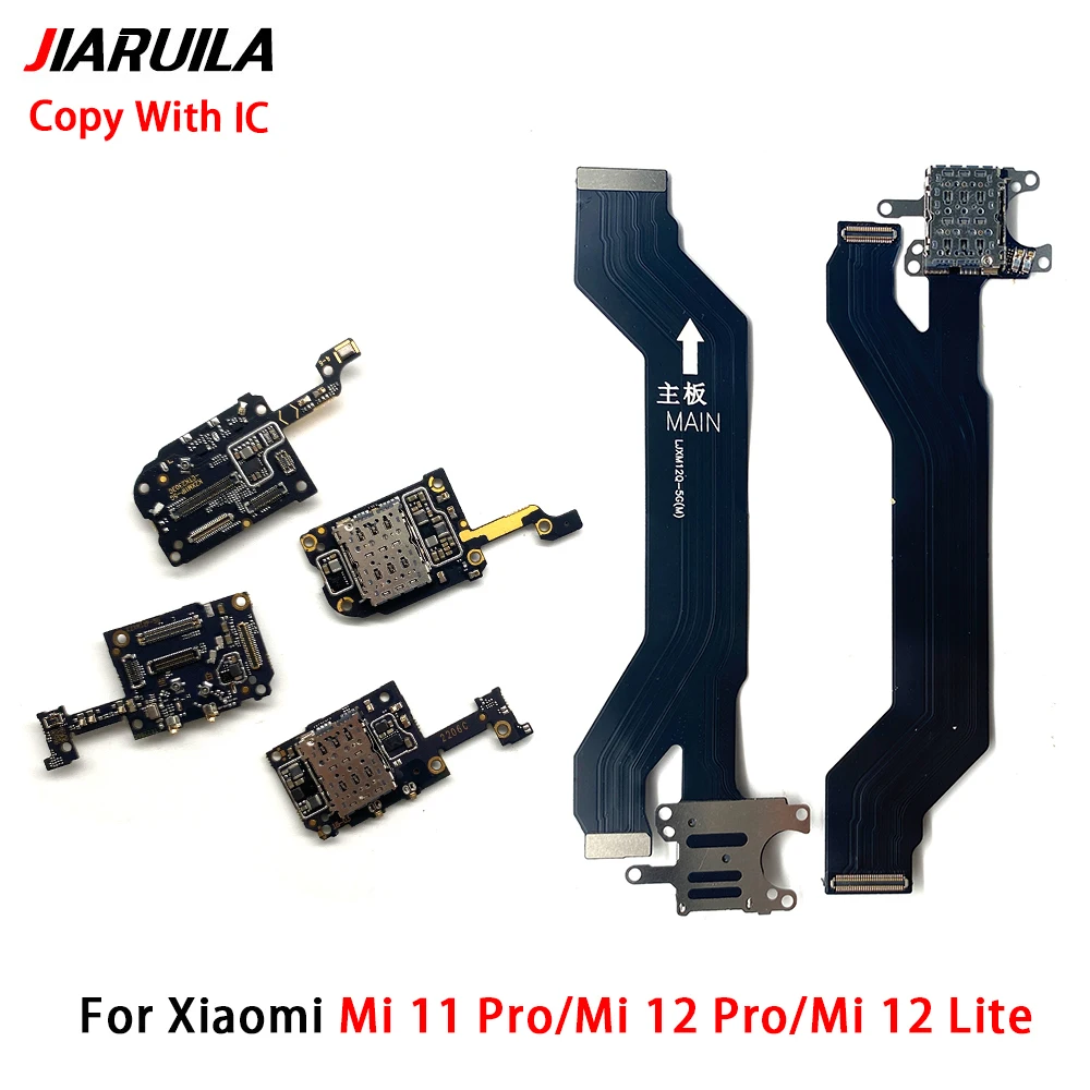 Sim Card Reader Holder Pins Tray Slot For Xiaomi Mi 12 11 Mi12 Mi11 Lite Pro Sim Card Reader Board Flex Cable Repair Parts