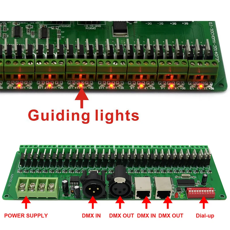 DMX Decoder 30 Channels RGB LED Strip Lights Driver DMX 512 No Plastic Box Controller DC 9V- 24V DMX512 Dimmer