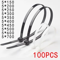 100pcs nylon tie - up con cable de plástico autobloqueo tie - up con cable de fijación envuelto con cremallera tie - up con cable negro y blanco 5mm * 200mm 300mm 400mm 500mm 700mm