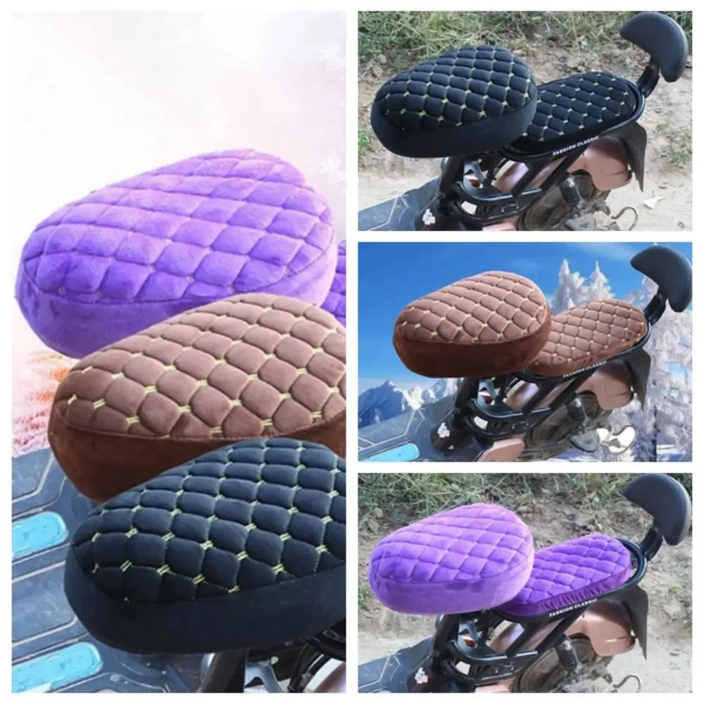 

1 Set Flannelette Electric Bicycle Seat Cover Universal Soft Thickening Seat Cover Comfortable Brown Sun Protect Seat Cover