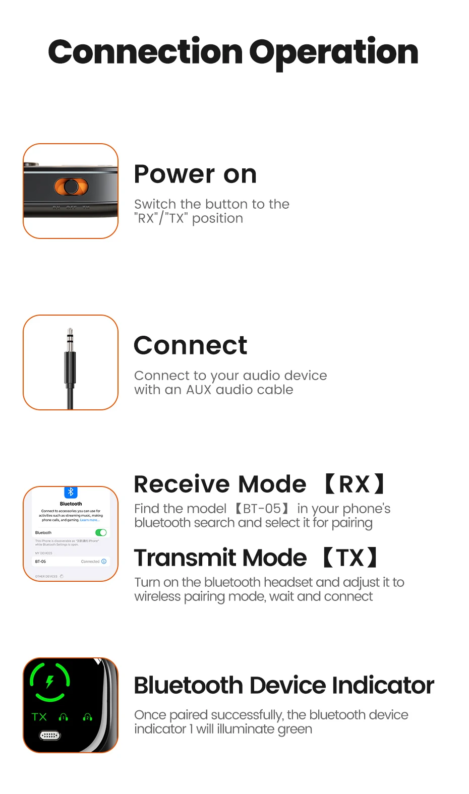 Toocki Bluetooth 5.4 Audio Receiver Sender 2-In-1 Display 3,5mm AUX Wireless Audio Adapter Für Auto Flugzeug Lautsprecher TV PC – Detail 15