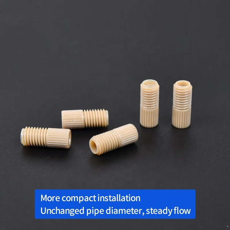 Runze PEEK  Flangeless Fittings Male Connection Smooth Surface M6/1/4-28UNF Threads OD1.6mm Pipe