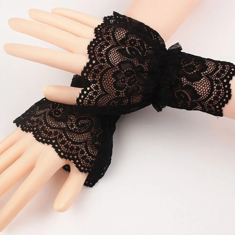 1Pair Sun Protection Arm Cover Scar Cover Sweater Decorative Ruffles Elbow Sleeve Fake Sleeve Detachable Sleeve Cuffs Lace Cuffs