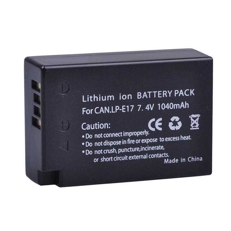 LP-E17 LPE17 E17 1040mAh Camera Battery with LCD Dual USB Charger for Canon EOS M3 M5 M6 760D 750D T6i T6s 800D 8000D Kiss X8i