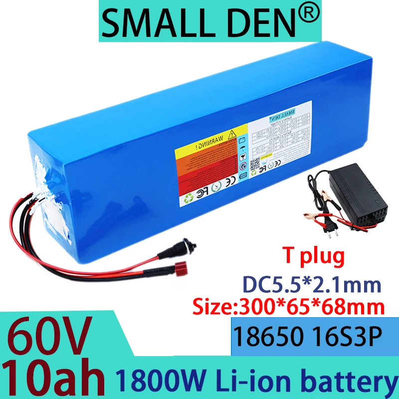 

New 60V 10ah 18650 16S3P lithium battery electric vehicle,motorcycle,off-road vehicle,swimming boat,high power+67.2V2A3A charger