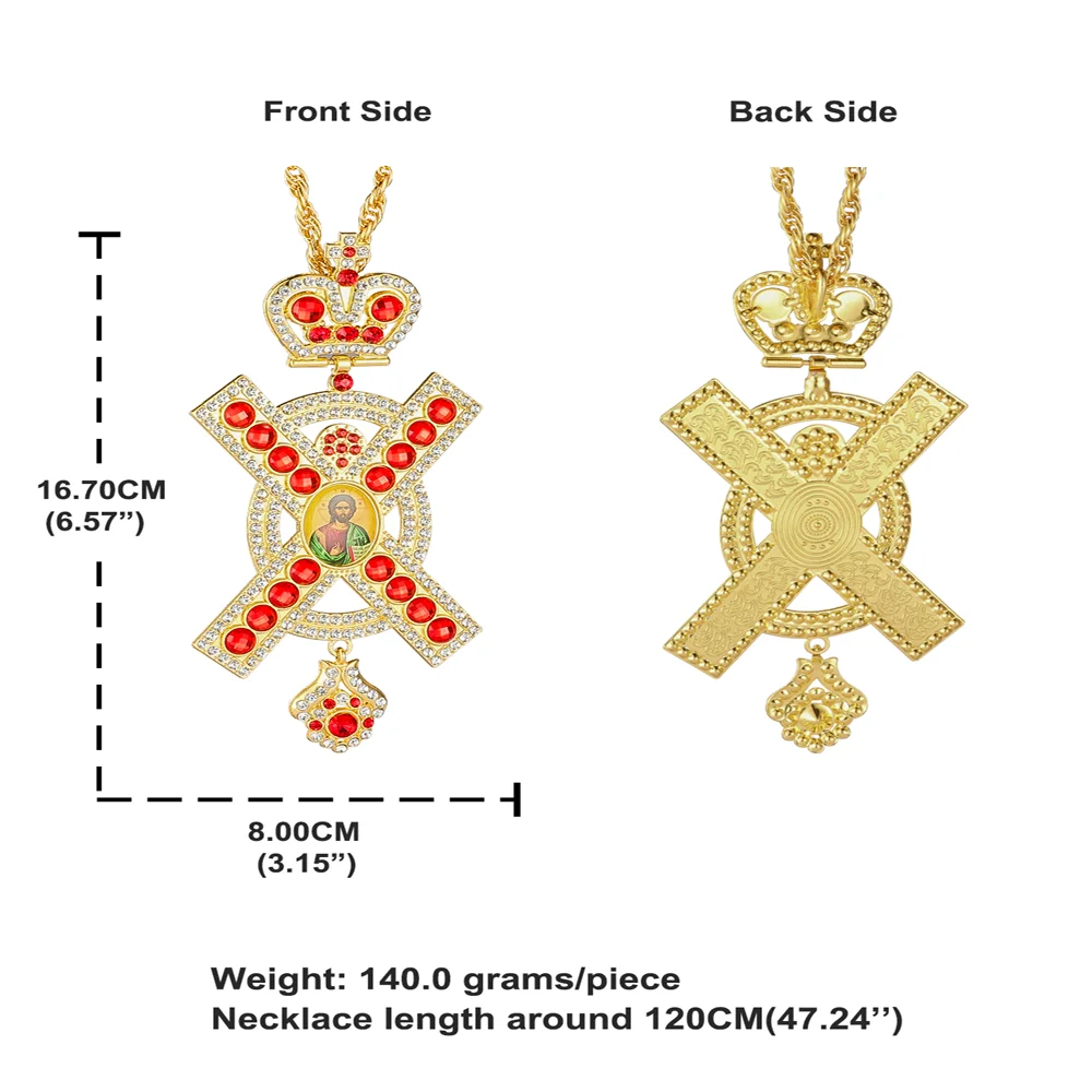 Diyalo Hope Faith Gebetskreuz-Anhänger-Halskette, umgibt Zinklegierung, roter Kristall, 120 cm Kette, christliche religiöse Geburtstagsgeschenke – Detail 6